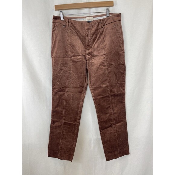 Anthropologie Womens 10 Pants Essential Slim Velvet Copper Brown Ankle Office - Picture 6 of 10